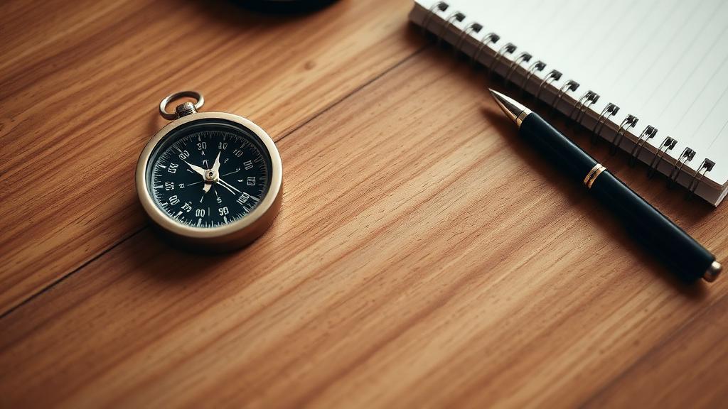 Compass and notebook representing business direction